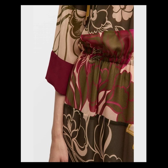 St. John Mixed Floral Print Chiffon Dress Midi Size Small $1695 - Picture 3 of 16